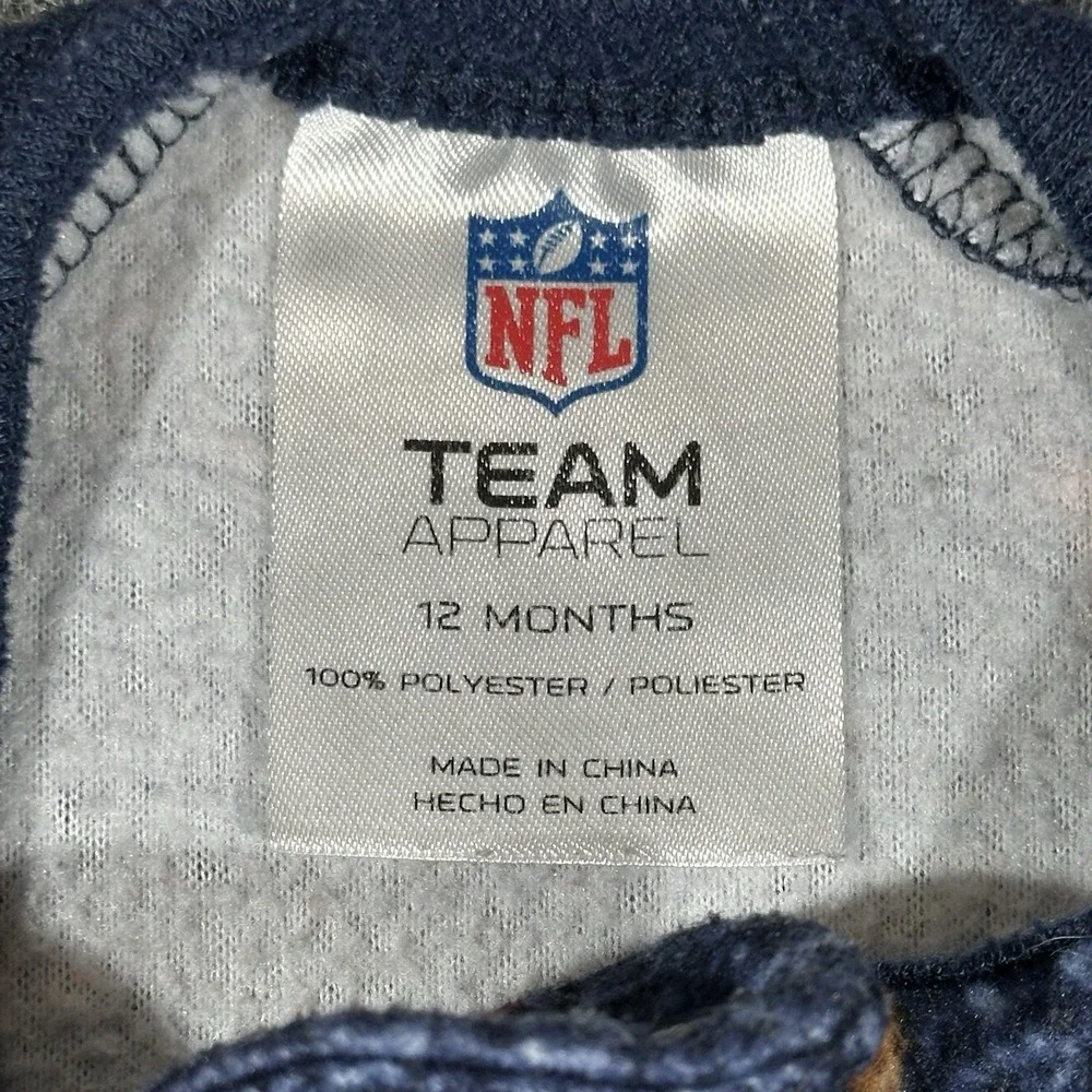 NFL 12 MonthToddler Sleepwear All Over Print Zip Up Coverall Pajamas Choose Team